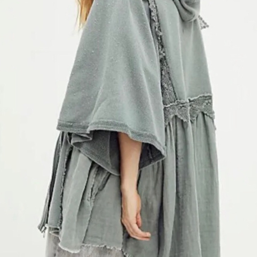 Free People Ruffle Hoodie Jacket Zip up hey girl romance